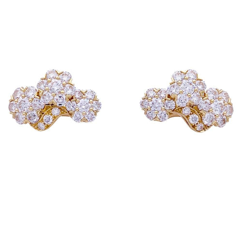 Boucles d'oreilles Van Cleef & Arpels Snowflake - Boucles d’oreilles en or jaune et diamants 58 Facettes 33554