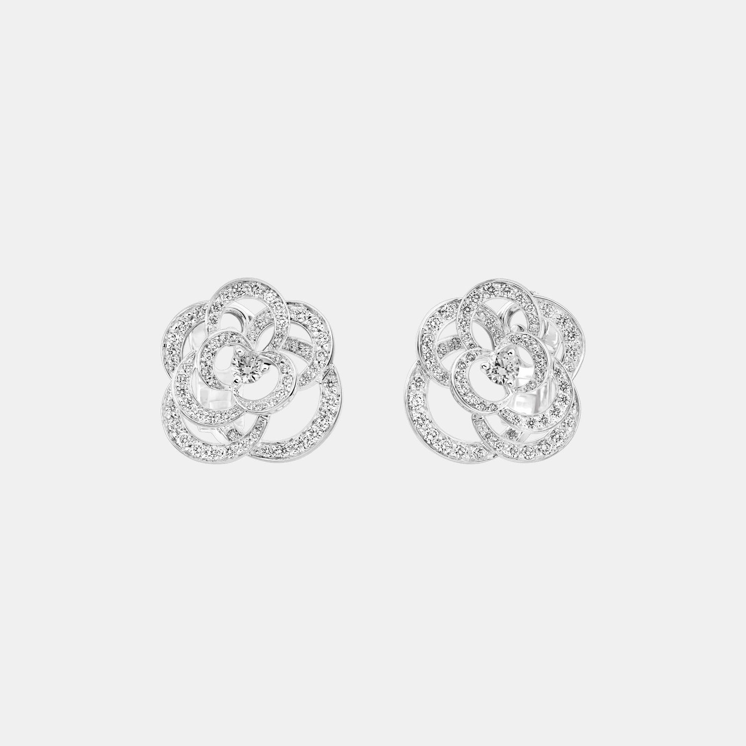 Boucles d'oreilles Camélia Or blanc Diamant