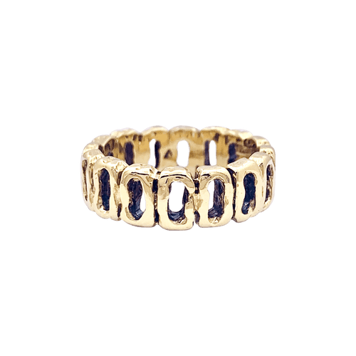 Bague 54 Bague vintage brutaliste ajourée en or jaune 18 carats 58 Facettes 34422