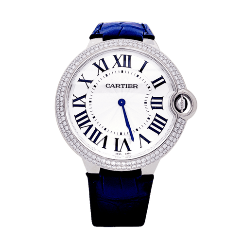 Montre Cartier Ballon Bleu - Montre en or blanc 750 pavée de diamants 58 Facettes 33459