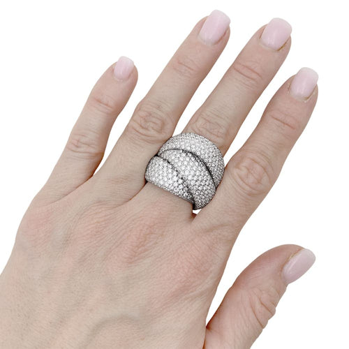 Bague 55 Bague cocktail pavée de diamants en or blanc 750 58 Facettes 35185