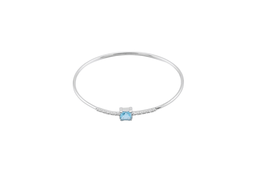 Bracelet Bracelet rigide en or blanc avec topaze bleue et zircons 58 Facettes 197,00 BRC