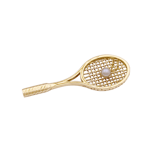 Pendentif Pendentif raquette de tennis en or jaune 750 avec perle de culture 58 Facettes 34804