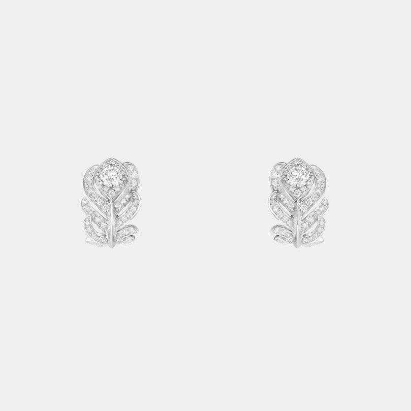 Boucles d'oreilles Plume de Paon Or blanc Diamant 0.57ct