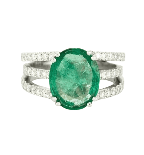 Bague Bague en or blanc émeraude diamants 58 Facettes