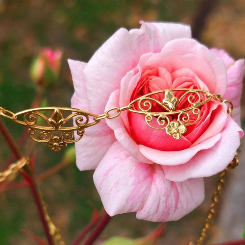 Collier Collier "Arabella" or jaune Style ancien, inspiration Art Nouveau 58 Facettes 222