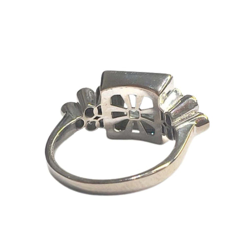 Bague 51 Bague de style Art Déco en or 18 kt avec diamants et aigue-marine 58 Facettes Q56B