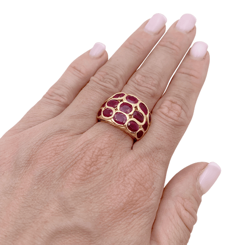 Bague 53 Bague or jaune et rubis. 58 Facettes 34681