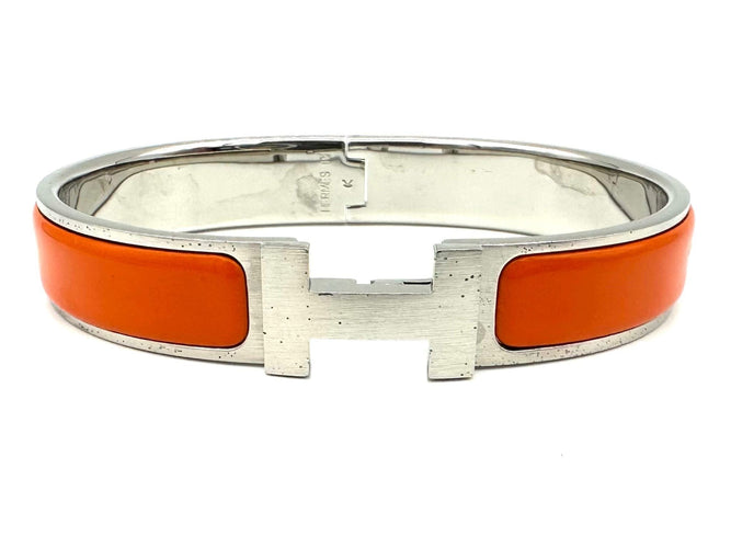 Bracelet HERMES. Collection "Clic H", bracelet argenté 58 Facettes