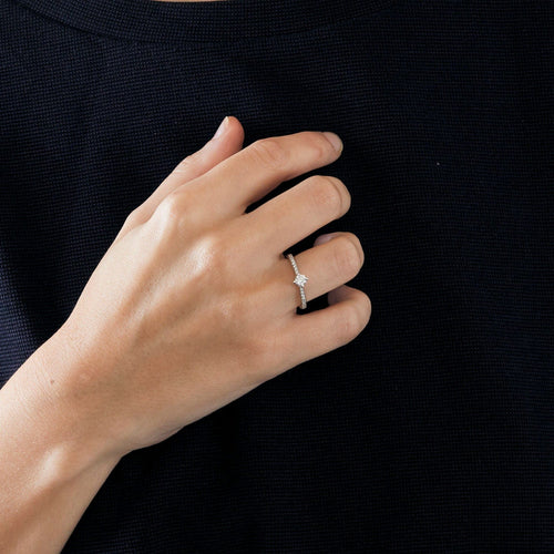 Bague 54 Solitaire or blanc avec diamants 58 Facettes 3121192