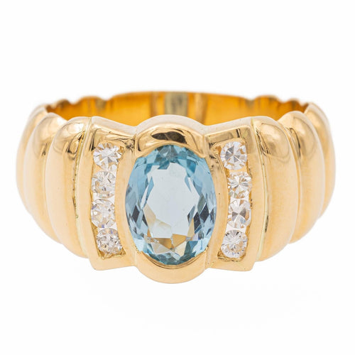 Bague 53 Bague Bandeau Or jaune Topaze, Diamant 58 Facettes 2381954CN