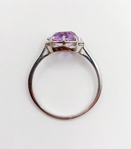 Bague solitaire Art Déco platine et améthyste 58 Facettes A05353