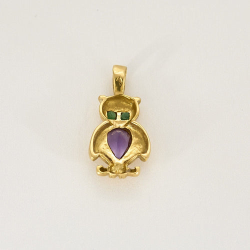 Pendentif Pendentif Hibou en or jaune, améthyste et émeraudes 58 Facettes REU0794X2