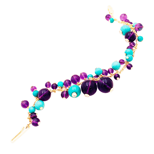 Bracelet Bracelet CARTIER, modèle "Délices de Goa", or rose, améthyste, turquoises et diamants. 58 Facettes 34810