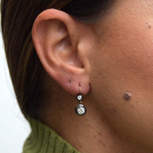 Boucles d'oreilles Boucles d’oreilles anciennes en or rose 12 kt et argent avec diamants 58 Facettes