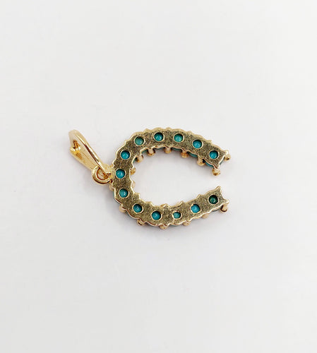 Pendentif Pendentif fer à cheval vintage or 18k billes de malachites 58 Facettes A06192