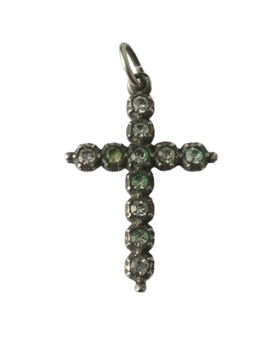 Pendentif Pendentif croix Jeannette arlésienne argent strass XIXe 58 Facettes