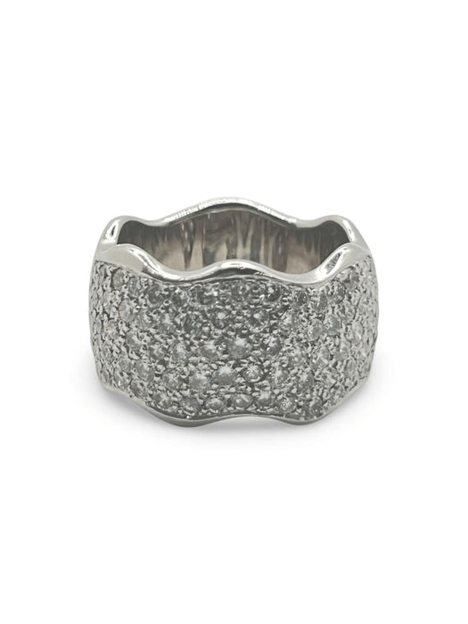 Bague 55 Alliance or blanc et diamant 1,50 ct 58 Facettes