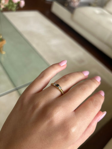 Bague 53 Bague - Or jaune, saphir et diamants 58 Facettes 1165