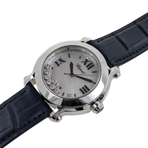 Montre Chopard Happy Sport  7 Diamonds MOP Mother of pearl Dial Sapphire Crown 8475 58 Facettes