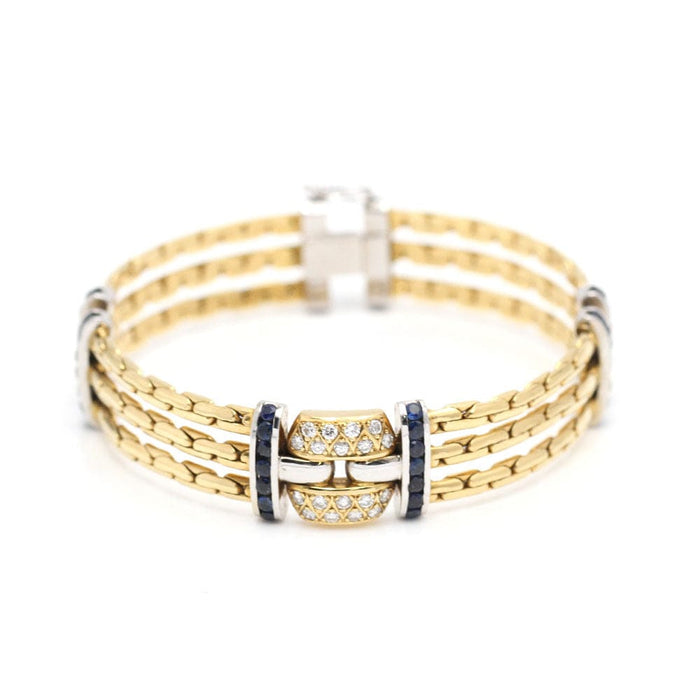 Bracelet Bracelet semi-rigide en or 18 carats avec diamants et saphirs 58 Facettes E361516