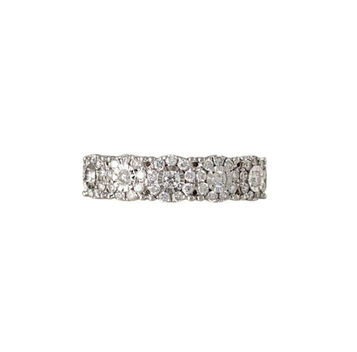 Bague 54 Bague en or blanc sertie de 5 fleurs en diamants 58 Facettes