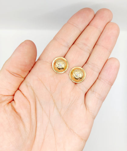 Boucles d'oreilles Puces d'oreilles art deco or 18k demi sphère ornée de diamant tailles anciennes en sertis étoilés (circa 1950) 58 Facettes A03419