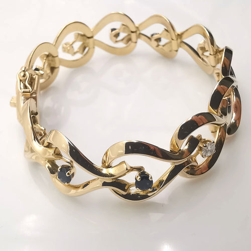 Bracelet Bracelet or jaune diamants et saphirs 58 Facettes