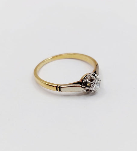 Bague 51 Bague solitaire art deco or 18k diamant de 0,15 carats 58 Facettes A05975