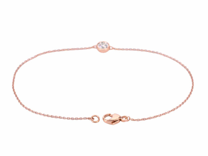 Bracelet Bracelet en or rose avec diamant 0,10 carat 58 Facettes 2237