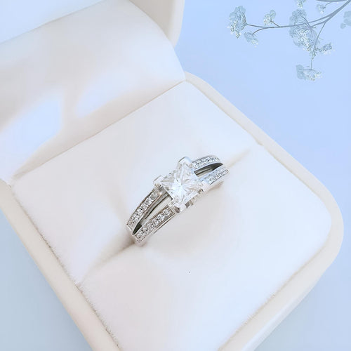 Bague 53.5 Bague de fiançailles Diamants 1,16 carat Or gris 58 Facettes AA 1744