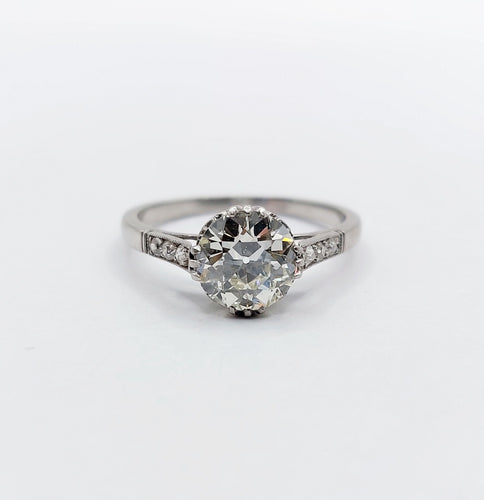 Ring 52.5 Ring Solitaire Art Deco in platinum and old-cut diamond 1.40 carat 58 Facettes A06491