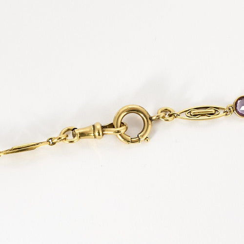 Collier Chaîne giletière en or jaune, péridot, citrine, grenat, améthyste 58 Facettes ROD3925