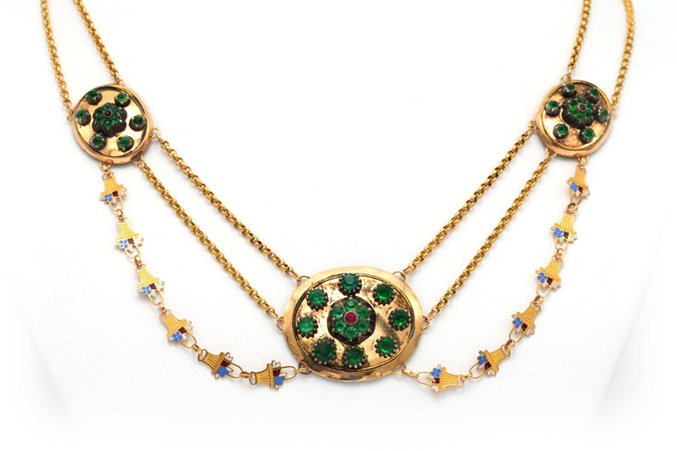Collier Collier Napoléon III en or jaune 18 carats et émail serti de strass 58 Facettes 13650