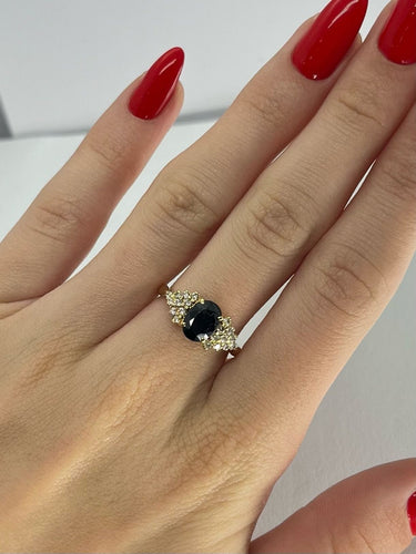 Bague 55 Bague or jaune saphir 1,5 ct et diamants 0,30 ct 58 Facettes 00066801