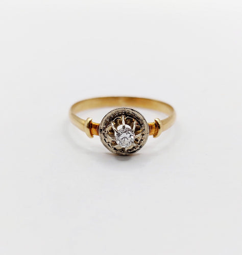 Bague 54 Bague solitaire art deco or jaune 18k diamant taille ancienne 58 Facettes A05903