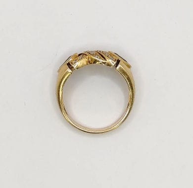 Bague 57.5 Bague Jonc Vintage en or jaune ornée de saphirs et diamants 58 Facettes