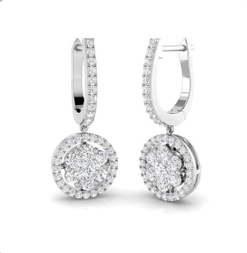 Boucles d'oreilles Boucles d’oreilles fleurs pendantes or et diamants 58 Facettes