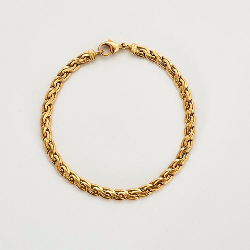 Bracelet Gourmette or jaune maille haricot 58 Facettes LP516