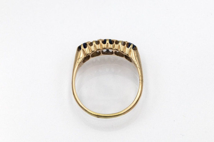 Bague Bague ancienne saphirs et diamants en or jaune 58 Facettes 11700