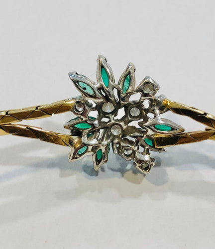 Bracelet Bracelet ancien or jaune, émeraudes et diamants 58 Facettes