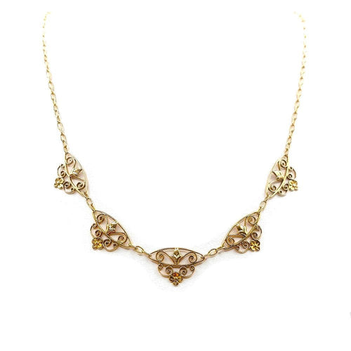 Collier Collier "Arabella" or jaune Style ancien, inspiration Art Nouveau 58 Facettes 222