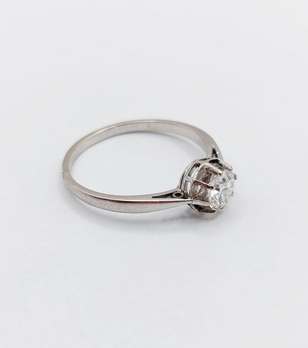 Bague 53 Bague solitaire art deco Platine diamant taille ancienne 0,43 carat (circa 1930) 58 Facettes A06144