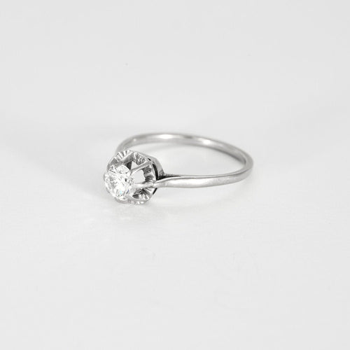 Bague 59 Bague Solitaire Diamant 0,60ct or blanc et platine 58 Facettes