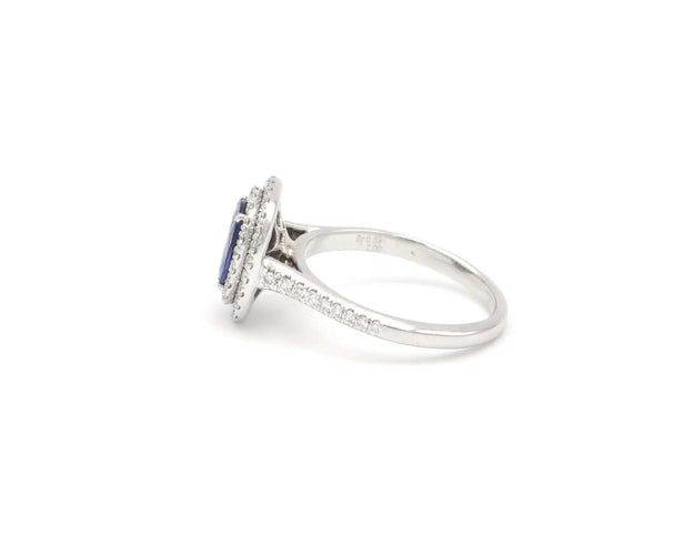 Bague Bague en or blanc avec saphir de Ceylan de 2 carats et diamants 58 Facettes 14298