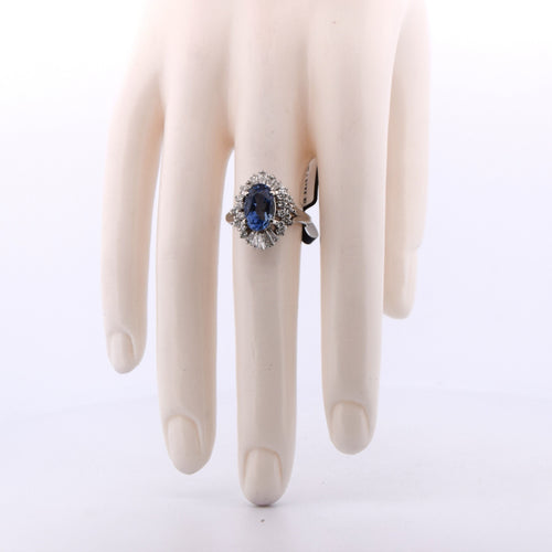 Bague 55 Bague en platine avec saphir et diamants 58 Facettes