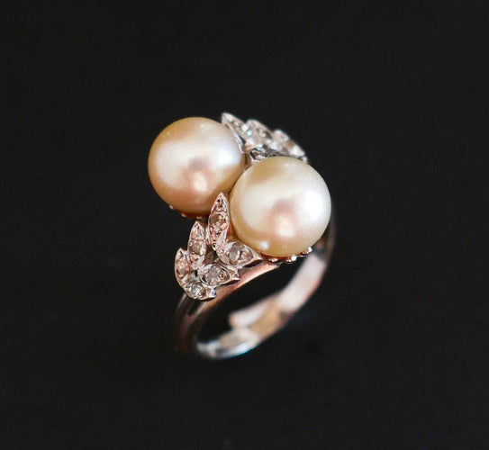 Bague 53 Bague Perles Et Diamants, Or 58 Facettes