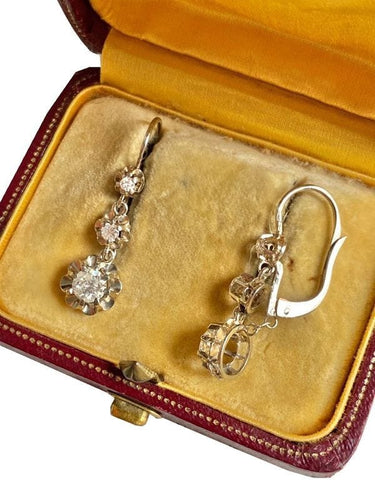 Boucles d'oreilles Boucle d’oreilles Art Déco, en or blanc 18k et diamants 58 Facettes