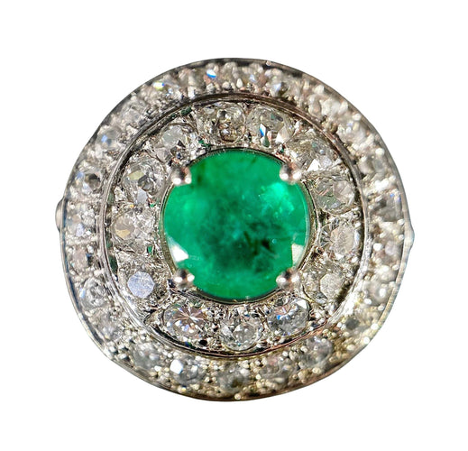 Bague 51 Ancienne bague or blanc, émeraude fin XIXème siècle 58 Facettes