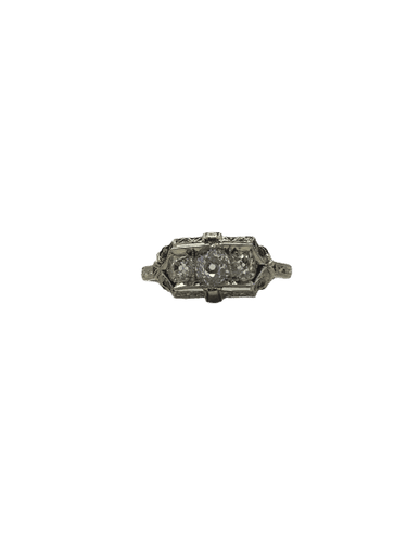 Ring 52 Alter Ring Art Deco aus Platin und Diamanten 58 Facettes